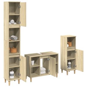 Set de muebles de baño 3 pzas madera contrachapada roble sonoma