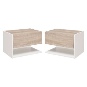 Set 2 mesitas noche 46x30x30 cm bicolor Homcom