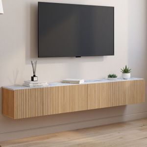 Mueble de tv suspendido efecto mármol roble 180 cm