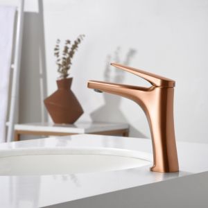 Imex - grifo monomando lavabo caño bajo oro rosa serie delos