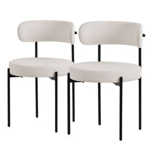 Set 2x sillas de comedor tejido teddy blanco de terciopelo