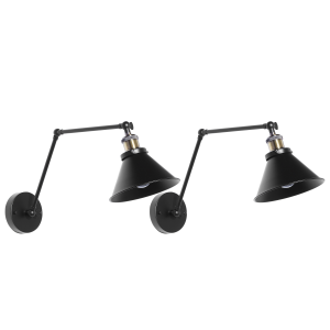 Conjunto de 2 lámparas de pared narva ajustable metal negro