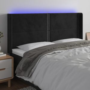 Cabecero con LED de terciopelo negro 183x16x118/128 cm eso5404