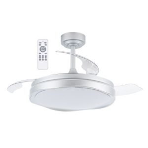 Ventilador de techo retráctil con luz LED 72w goan plata 3cct dim ø106cm