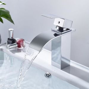 Grifo de baño en cascada de latón macizo - cecipa - brillante - gris