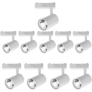 10x foco LED carril 30w, blanco 4200k, 3000 lm, 220v monofásico, blanco