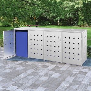 Cobertizo contenedor de basura cuádruple acero inoxidable 240l es2779