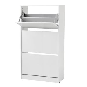 Zapatero 3 puertas abatibles blanco 121x73x26 cm