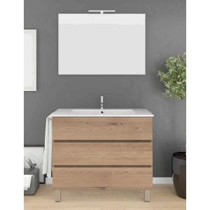 Mueble imperia 3 cajones, lavabo y espejo estepa 60 x 45 cm