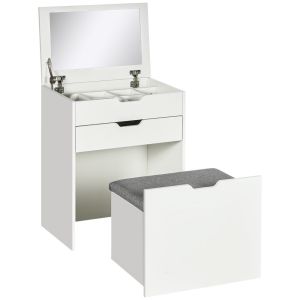 Tocador de maquillaje 60x40x114 cm color blanco Homcom