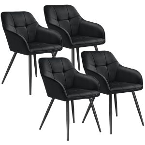 4 sillas de comedor, efecto terciopelo, 58 x 62 x 82 cm negro/negro
