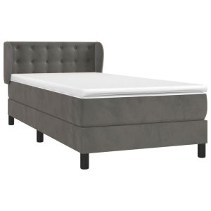 vidaXL cama box spring con colchón terciopelo gris oscuro 100x200 cm