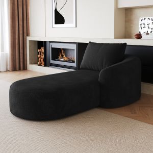 Sofá chaise longue derecha de tela negro confort para salón