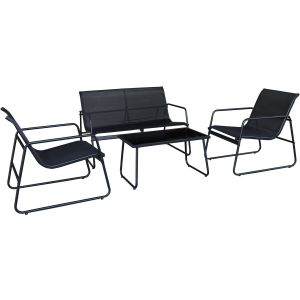 Conjunto de jardín de metal <<fortaleza>> - 4 plazas - negro