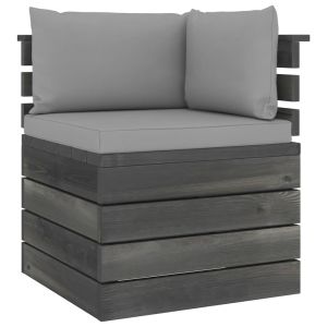 vidaXL sofá esquinero de palets de jardín con cojines madera de pino
