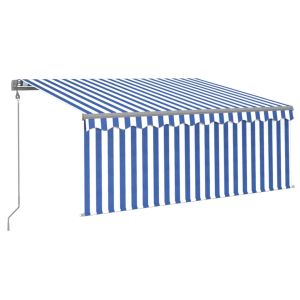 vidaXL toldo automático persiana LED sensor viento azul blanco 3x2,5m