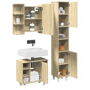 Set de muebles de baño 3 pzas madera contrachapada roble sonoma