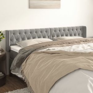 Cabecero de terciopelo gris claro 183x16x78/88 cm eso8930