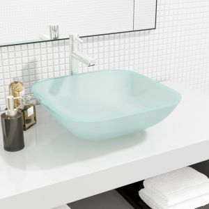 Lavabo de vidrio esmerilado 42x42x14 cm es6334