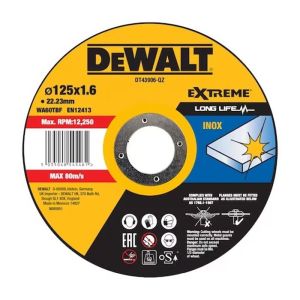 Disco de corte para inox 125 x 22.2 mm grueso 1,6 mm con buje plano - dewal