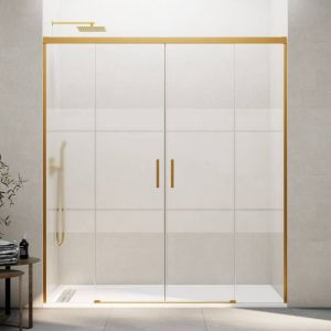 Mampara basic spazio 2 puertas + 2 fijos serigrafiado oro 210 cm