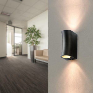LED de luz de pared negra ip44 para 2 bombillas gu10