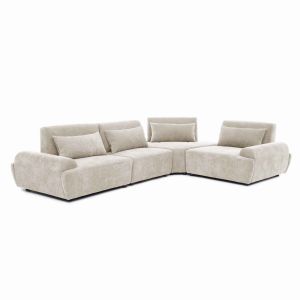 Sofá esquinero modular de 4 plazas con respaldo ajustable 340 cm crudo