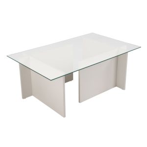 Mesa de centro de cristal <<vetrino>> 105 x 65 x 40 cm - madera blanca