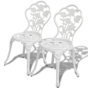 vidaXL sillas de jardín bistró 2 unidades aluminio fundido blanco