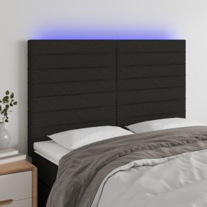 Cabecero con luces LED tela negro 144x5x118/128 cm eso4292