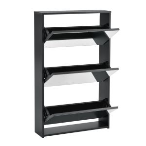 Zapatero vogar con espejo para 9 pares de zapatos 103x63x17cm negro