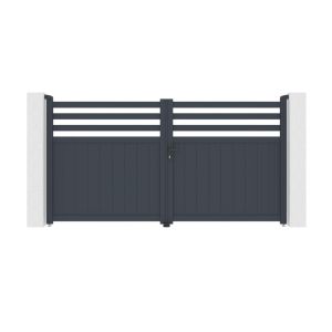 Puerta batiente regulable ancho 3m nevis h.160cm aluminio gris