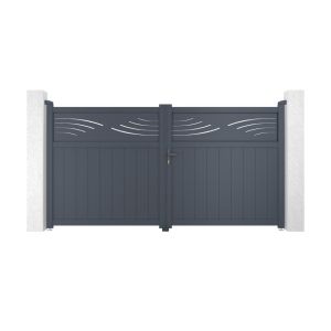 Puerta batiente regulable ancho 3m halti h.160cm aluminio gris