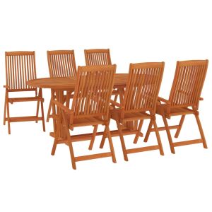 vidaXL juego de comedor para jardín 7 pzas madera maciza de eucalipto