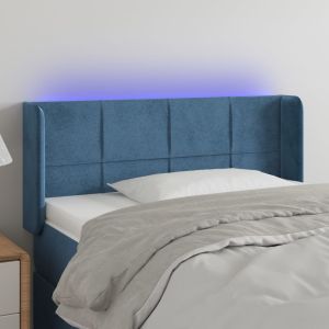 Cabecero con LED de terciopelo azul oscuro 83x16x78/88 cm eso9587