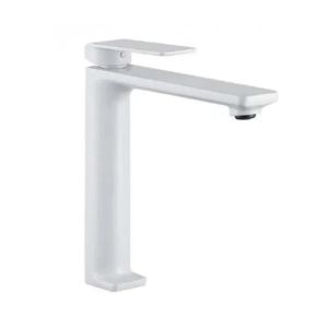 Mice - grifo de lavabo con caño alto - monomando alto de baño blanco mate
