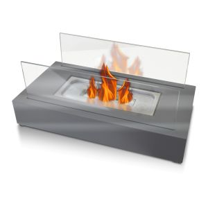 Chimenea de etanol de sobremesa con dos pantallas de cristal templado