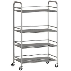 Carrito de cocina 60x35x100 cm acero inoxidable color gris Homcom
