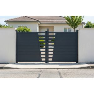 Puerta 1 m cervina h.160cm aluminio gris