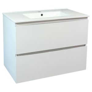 Mueble alto trendy 2 cajones - 80cm - acabado blanco mate - lavabo