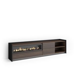 Mueble tv, 207x37x50cm, chimenea eléctrica, LED rf4882