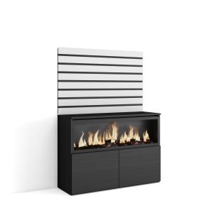 Aparador, 107x35x145cm, blanco, chimenea eléctrica xxl rf3415