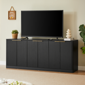 Aparador para salón o mueble de tv 6 puertas negro 70,5x170x40cm