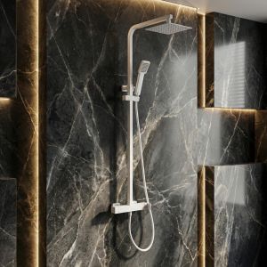 Imex - columna ducha monomando con grifo blanco serie fiyi