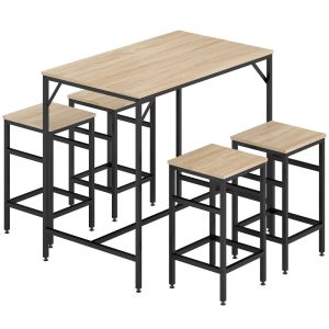 Conjunto de bar 100x60x88 cm mdf, metal color marrón Homcom, hogar - cocina