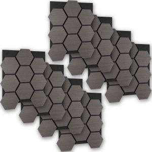 Tectake 8 paneles de pared, mdf absorbente, 76x62x1,8 cm, roble gris
