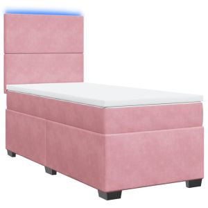 vidaXL cama box spring con colchón terciopelo rosa 90x190 cm
