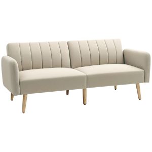 Sofá cama 173x75x73 cm poliéster, espuma color beige Homcom