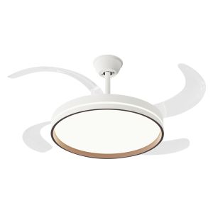 Ventilador de techo retráctil con luz diámetro 122cm color blanco y madera