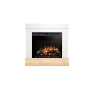 Diro - chimenea eléctrica LED independiente - blanco mate/roble claro  28'